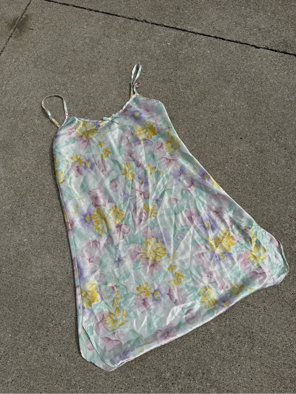 Secret Treasures Pastel Floral Satin Slip - Yellow, Lavender, Mint